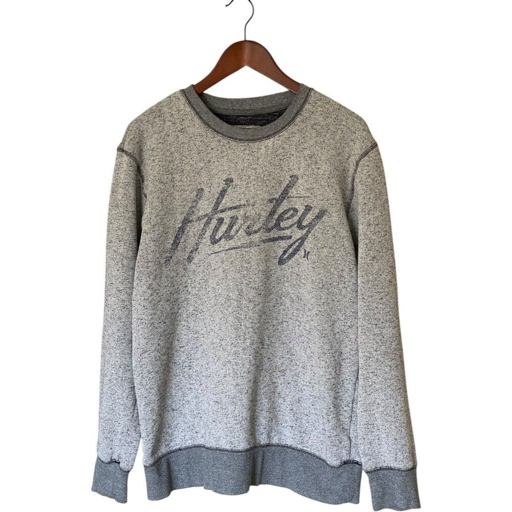 Hurley Men's XL Gray Spell-out Crewneck Sweatshirt Logo